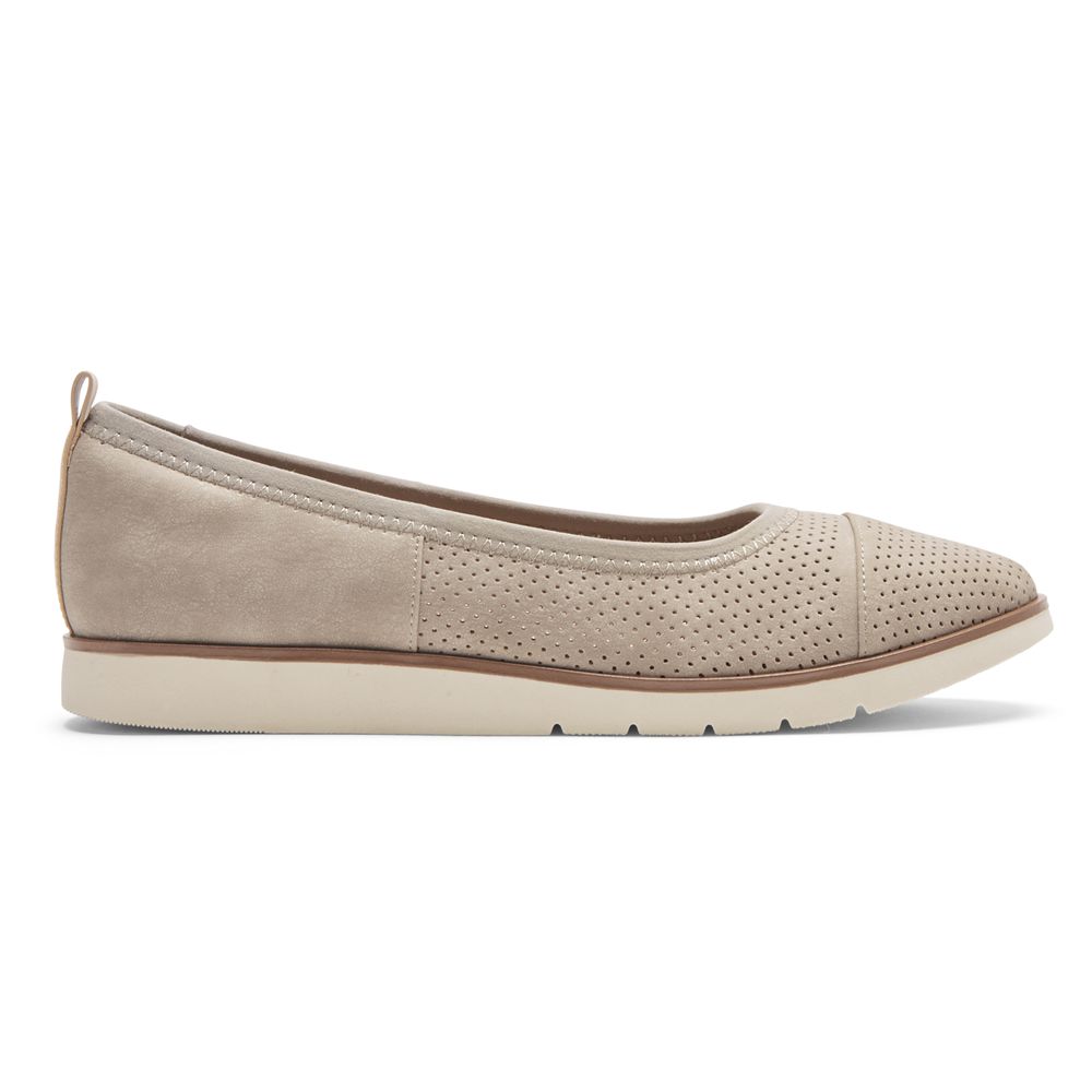 Ballet Mulher Rockport Stacie Perforated Flat Bege,Portugal LORZH-4165